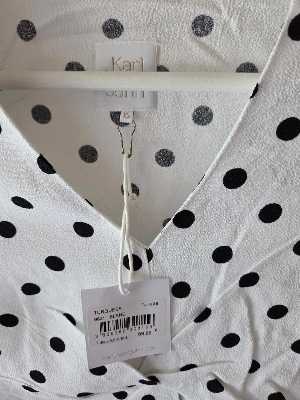 Blouse/Shirt/Top Karl Marc John white with black polka dots • Flowy size XS New – photo 4